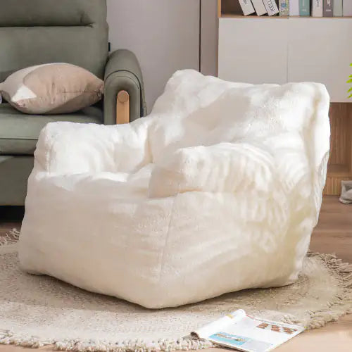Soft Teddy Tufted Foam Bean Bag Chair - - chair