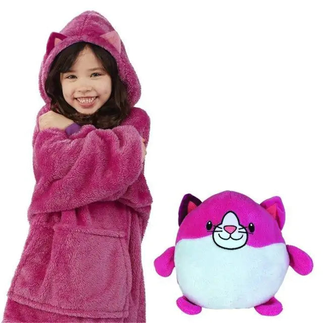 Winter Warm TV Blanket with Sleeves Big Pocket Fleece Family