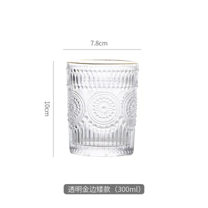 Embossed Sunflower Glass Mug - Scandinavian Style Drinkware Kia Day Design