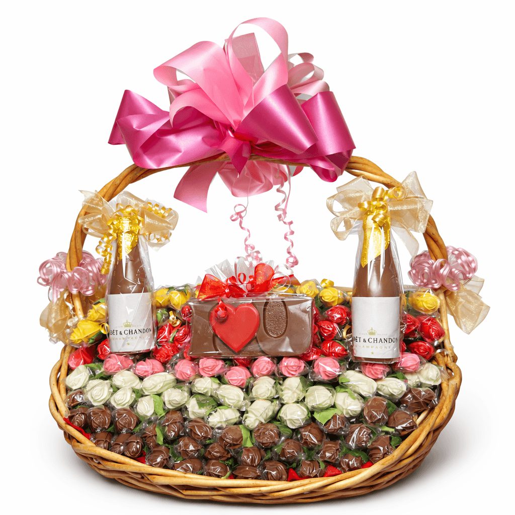Chocolate Rose Statement Basket - - Chocolate Roses