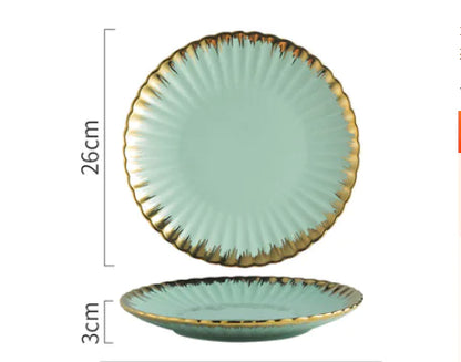 Nordic Creative Ceramic Chrysanthemum Dinner Set - Blue One size - plates