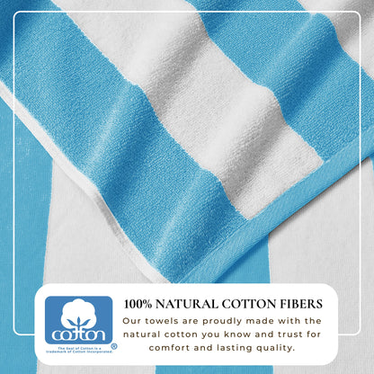 Cotton Velour Cabana Stripe Beach Towel - Novia Collection - -
