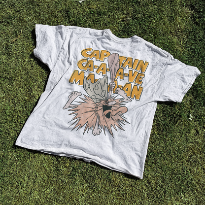 Captain Caveman 'Unga Bunga' Vintage Washed White Tee - - T-Shirt