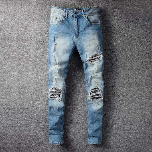 Slim Fit Small Leg Jeans with Pleated Pattern Design Kia Day Design