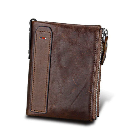Men's Short Wallet - Anti-Theft Genuine Leather Design