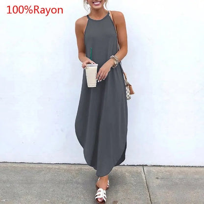Sleeveless Summer Long Dresses - Kia Day Design