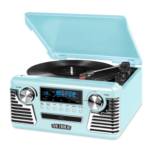 Victrola 50s Retro Bluetooth Record Player and Multimedia Center with Built-in Speakers AM/FM Radio - Kia Day Design