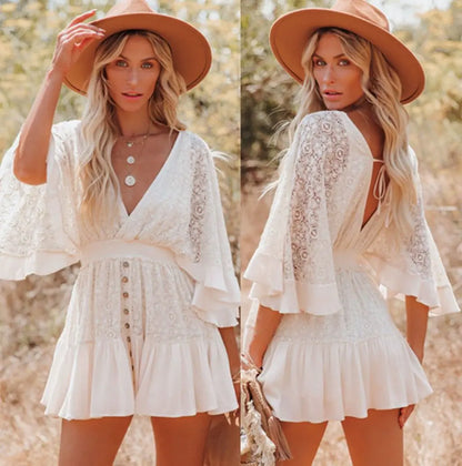 Lace Panel Doll Sleeve Dress