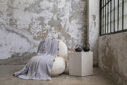 Dolce Bonita Home Single Pom-pom Pique Blanket 150x200 Gray Kia Day Design