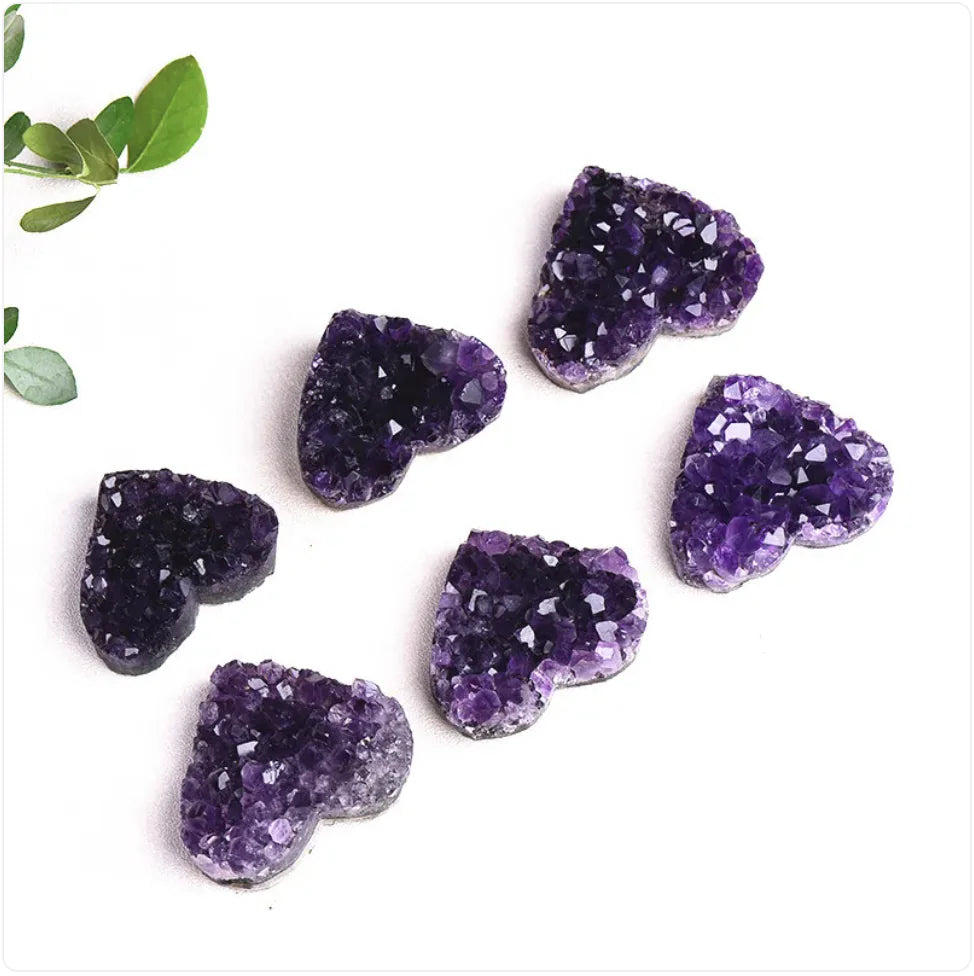 Natural Heart-Shaped Uruguay Amethyst Cluster - - crystal
