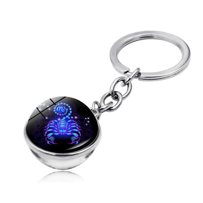 Zodiac Gemstone Double-Sided Glass Keychain - Scorpio - keychain