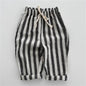 Vintage Linen Cotton Stripe Pants Black