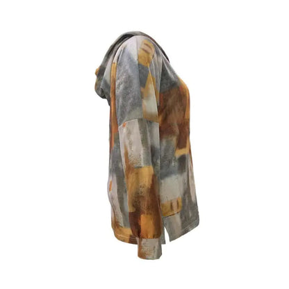 Elegant Long Sleeve Button Hooded Shirt Sweatshirt for Women - Kia Day Design