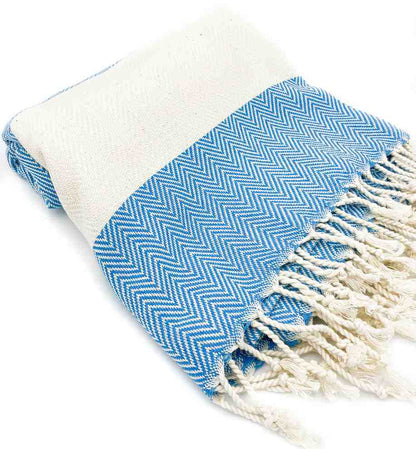 Herringbone Turkish Towel - Malibu Blue - Towels