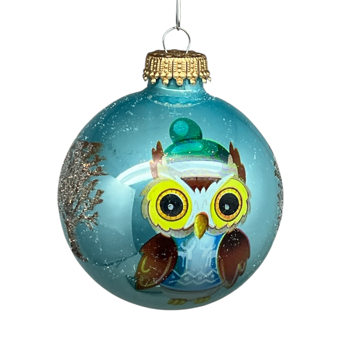 Krebs Value Glass Ball 4 pack - Powder Blue Owls - - Christmas >> Ornaments >> Glass