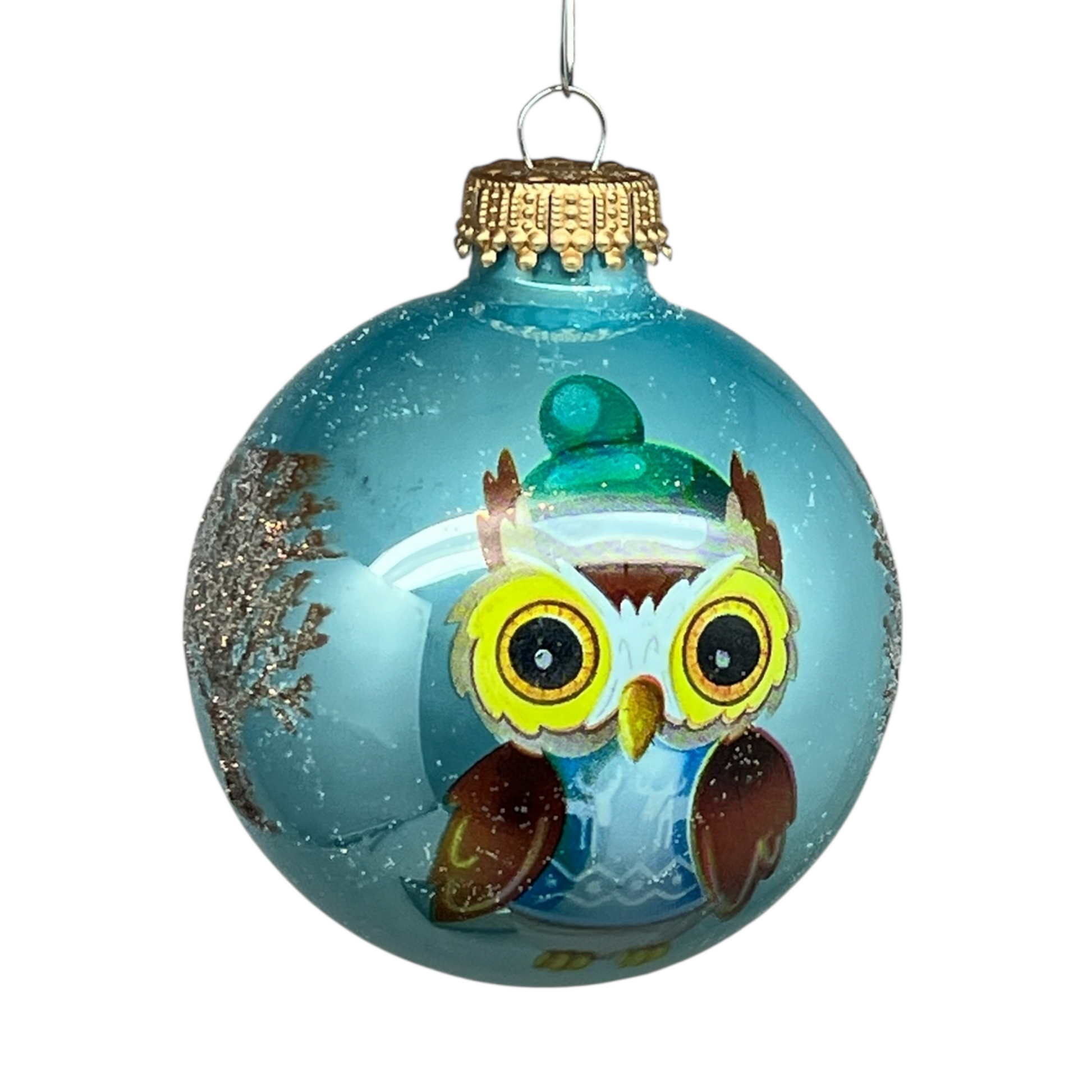 Krebs Value Glass Ball 4 pack - Powder Blue Owls - - Christmas >> Ornaments >> Glass