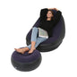 Thick Inflatable Lazy Chair with Footstool - Dark Blue Flocking Surface-Sofa 116x96x83cm - chair