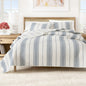 Stripe Quilt - Wesley Collection - Cream Navy - Quilts & Comforters