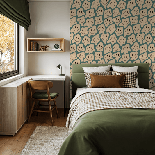 Melting Smiley Wallpaper - LUXE Peel & Stick - Wallpaper