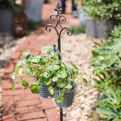 Metal Hanging Plant Stand with Hook Adjustable Height - -