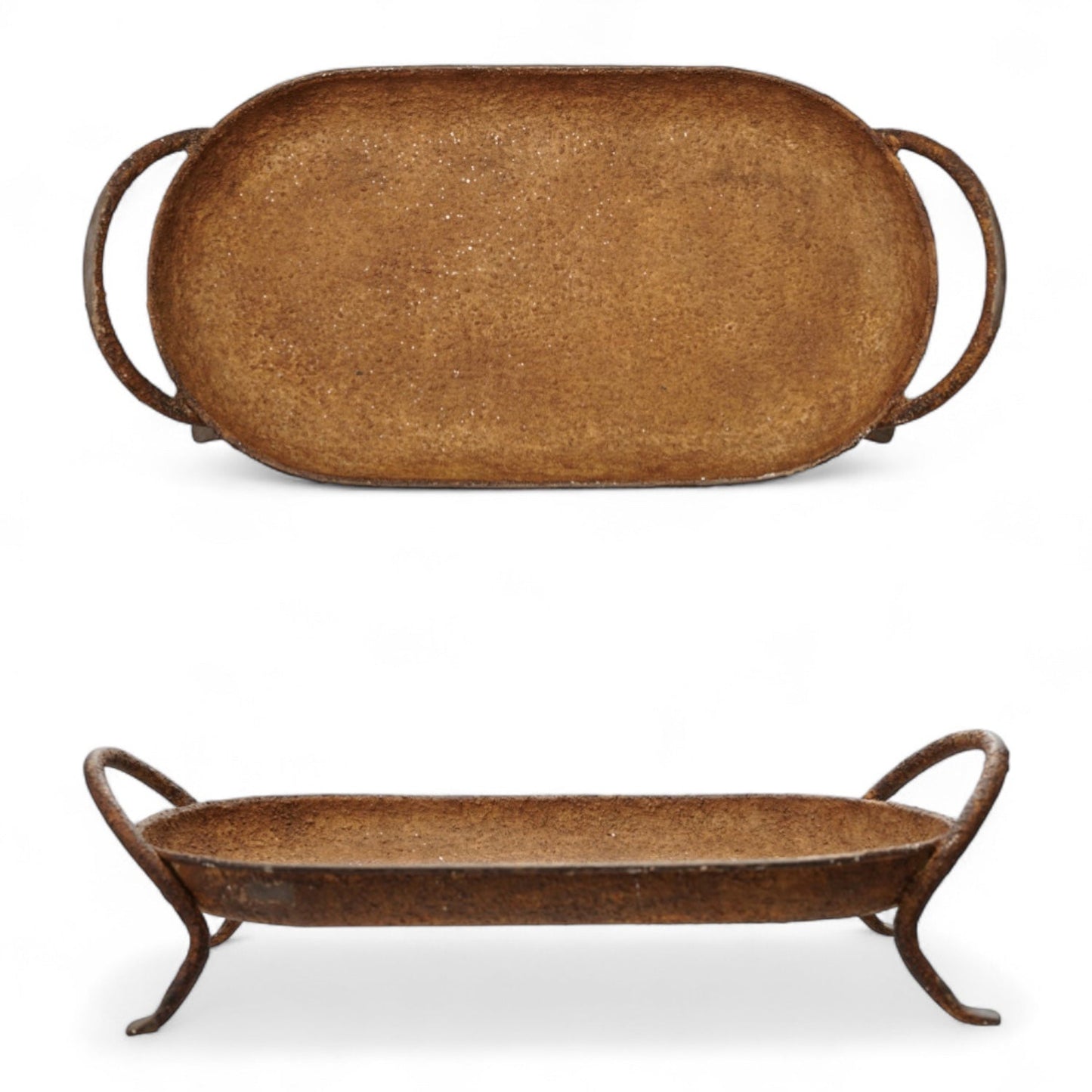 Rustic Metal Footed Tray with Handles - - Fall & Halloween