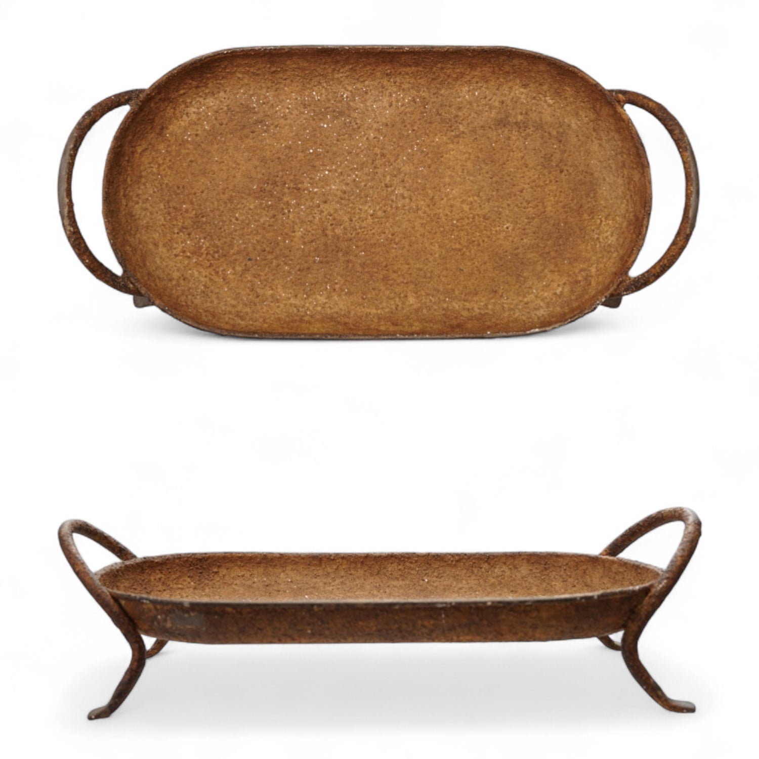 Rustic Metal Footed Tray with Handles - - Fall & Halloween