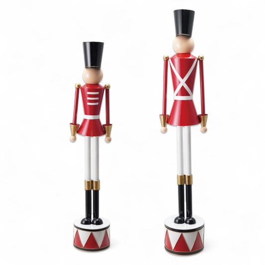 Jumbo Metal Soldiers on Drum Bases - - Decor