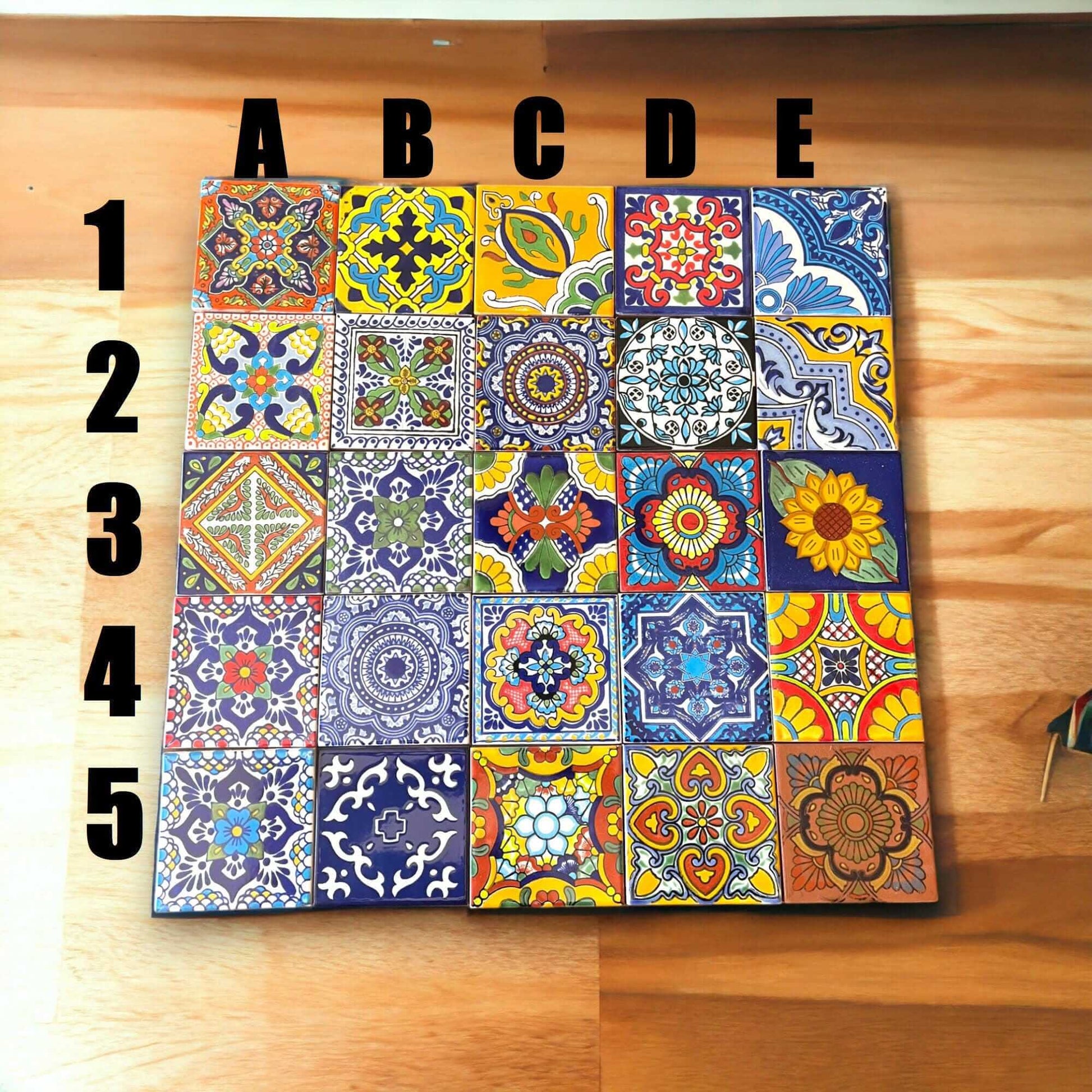 Mexican Talavera 4" Ceramic Tiles Box of 90 - E5 - Talavera Tiles