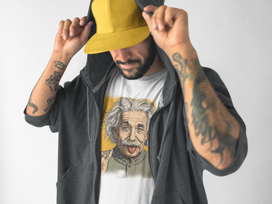Rock On Einstein Graphic T-Shirt - Solid White - Graphic Tee
