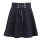 Gothic Lace-Up Mini Skirt – Harajuku Hipster Style for Women - Black - Skirts