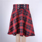 Gothic Lace-Up Mini Skirt – Harajuku Hipster Style for Women - Red - Skirts