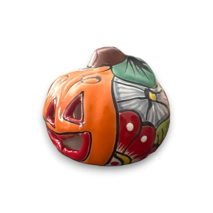 Mini Talavera Pumpkin Handmade Mexican Jack-O'-Lantern - - Talavera Statue