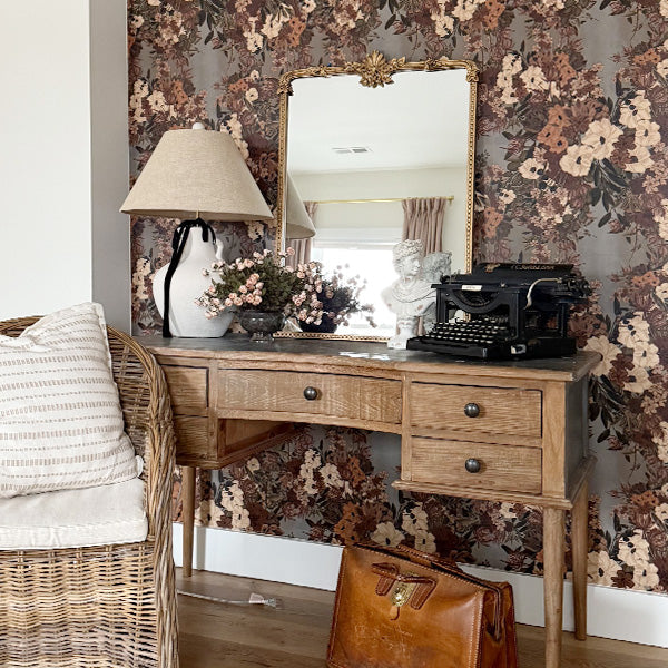 Ornate Golden Floral Rectangular Mirror - - Sale