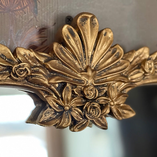 Ornate Golden Floral Rectangular Mirror - - Sale