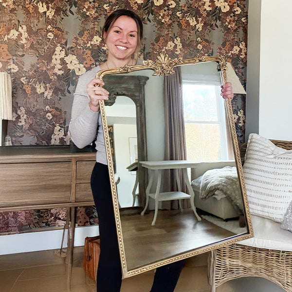 Ornate Golden Floral Rectangular Mirror - - Sale