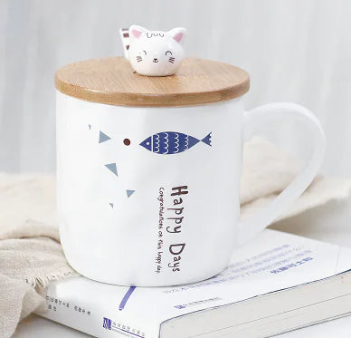 Cute Cat Ceramic Mug - Creative Cartoon Coffee Cup - 8 - Mug