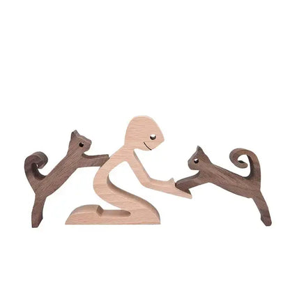 Wooden Carvings Loving Pet Owner beige brown