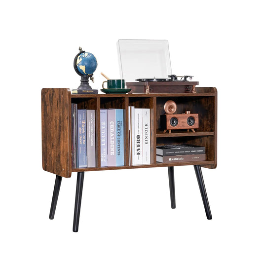 Adjustable Height VEVOR Record Player Stand Holds Up to 220 Albums with Removable Shelves - Kia Day Design