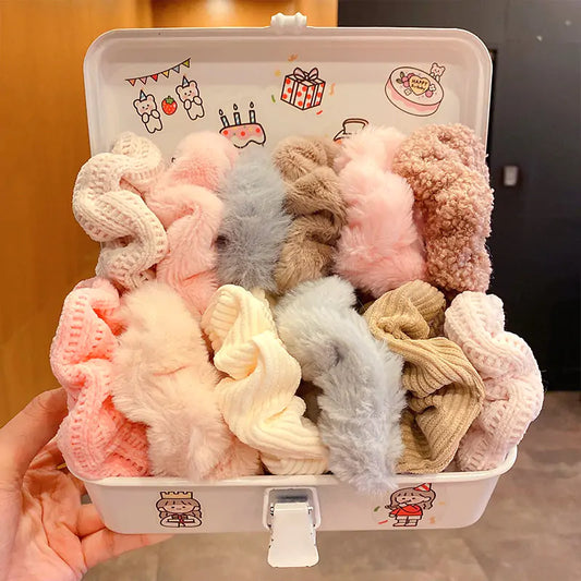 Velvet Solid Color Hair Scrunchies Set