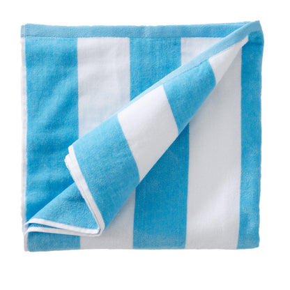 Cotton Velour Cabana Stripe Beach Towel - Novia Collection - Single Oversized- 35" x 70" Air Blue -