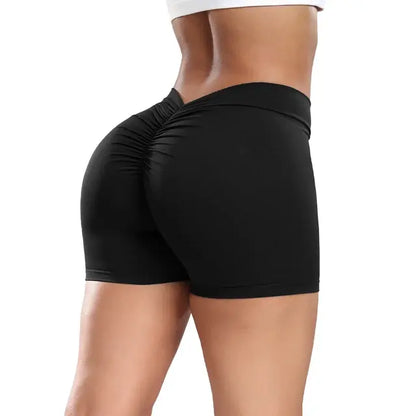 Side Drawstring Yoga Shorts Black Large