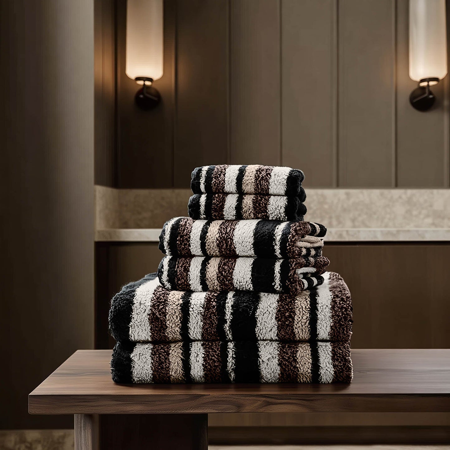 Ultraplush Australian Cotton Towels - Multi Stripe Luxe Set (Set of 6 with Bath Sheets) - Home - Bath