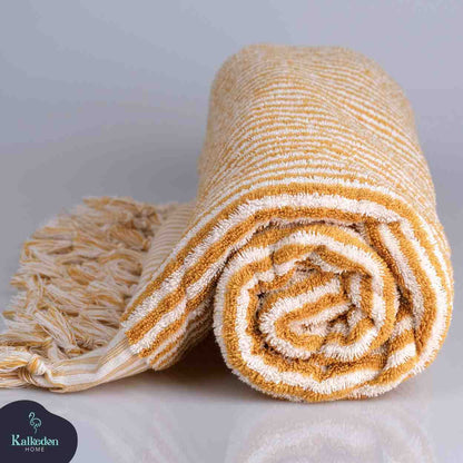Striped Bath Towel - Mustard - Bath Towels