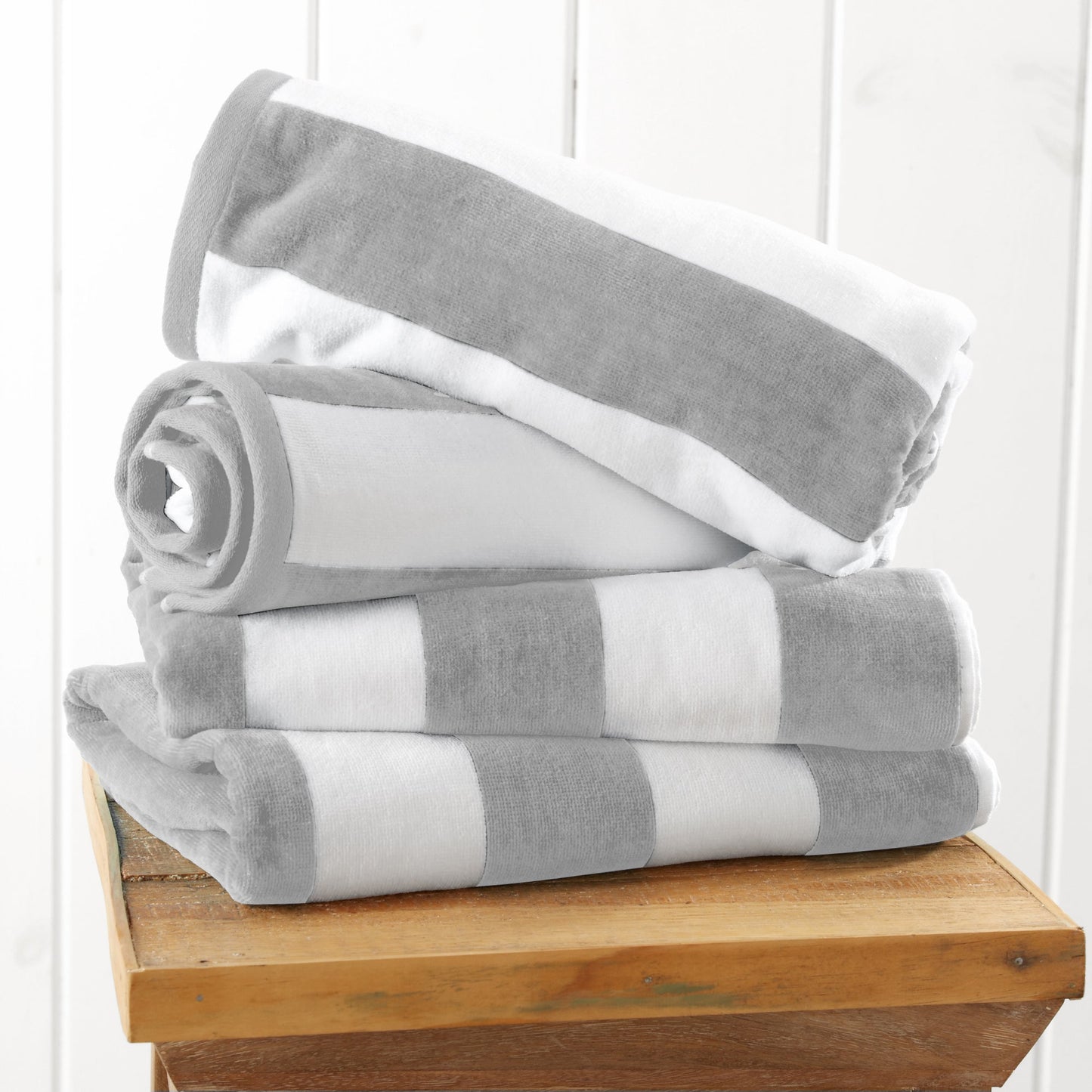 Cotton Velour Cabana Stripe Beach Towel - Novia Collection - -