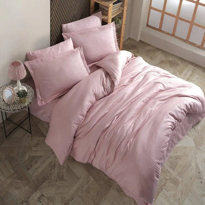 Hobby Striped Powder - Double Jacquard Satin Duvet Cover Set Kia Day Design