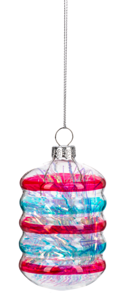 Striped Glass Drop Ornament | 2 Styles - - Christmas