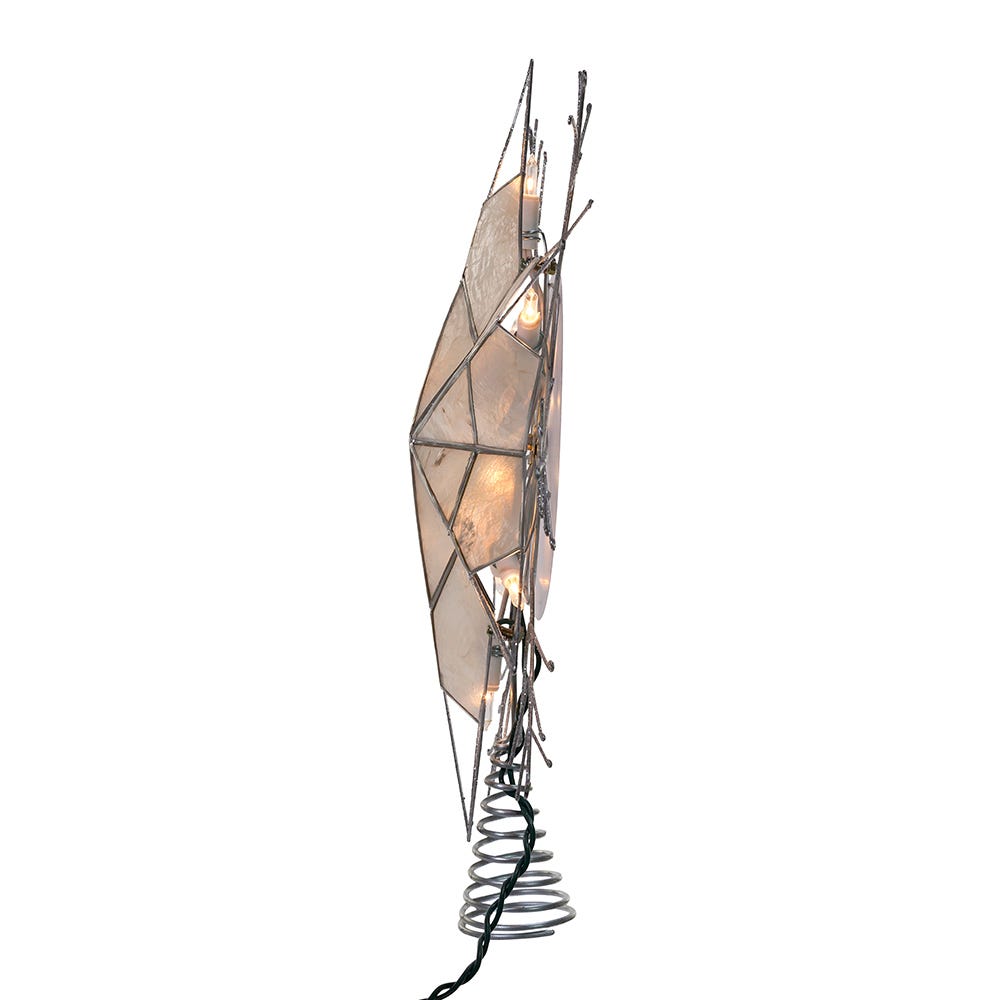 Capiz Silver Snowflake Star Treetop - 10-Light - 14 Inch - - Christmas >> Tree Toppers