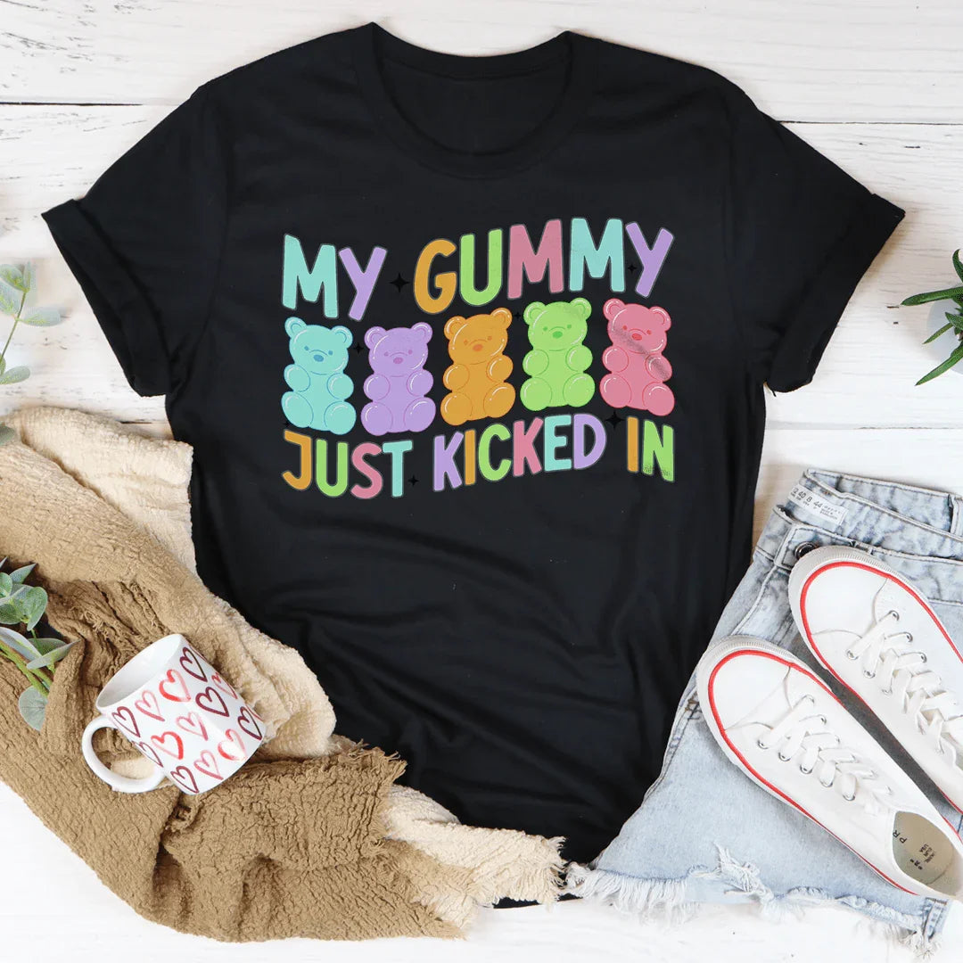 My Gummy Just Kicked In Tee - Black Heather -