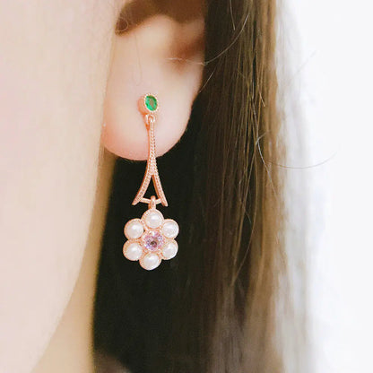 S925 Silver Plum Blossom Amethyst Tassel Earrings