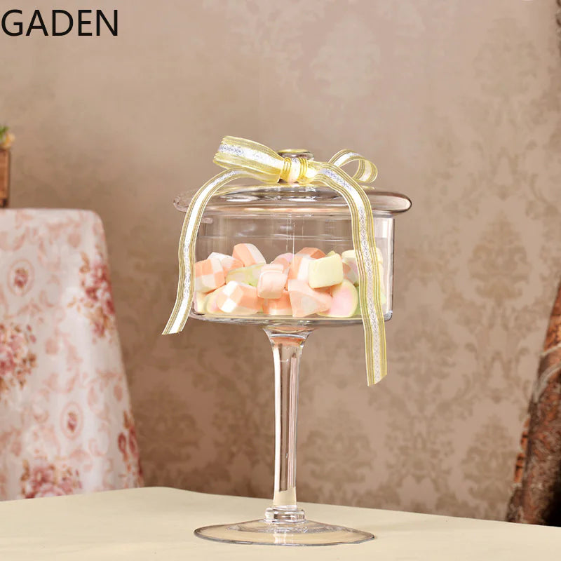 European Style Tall Transparent Glass Candy Jar with Lid - Kia Day Design